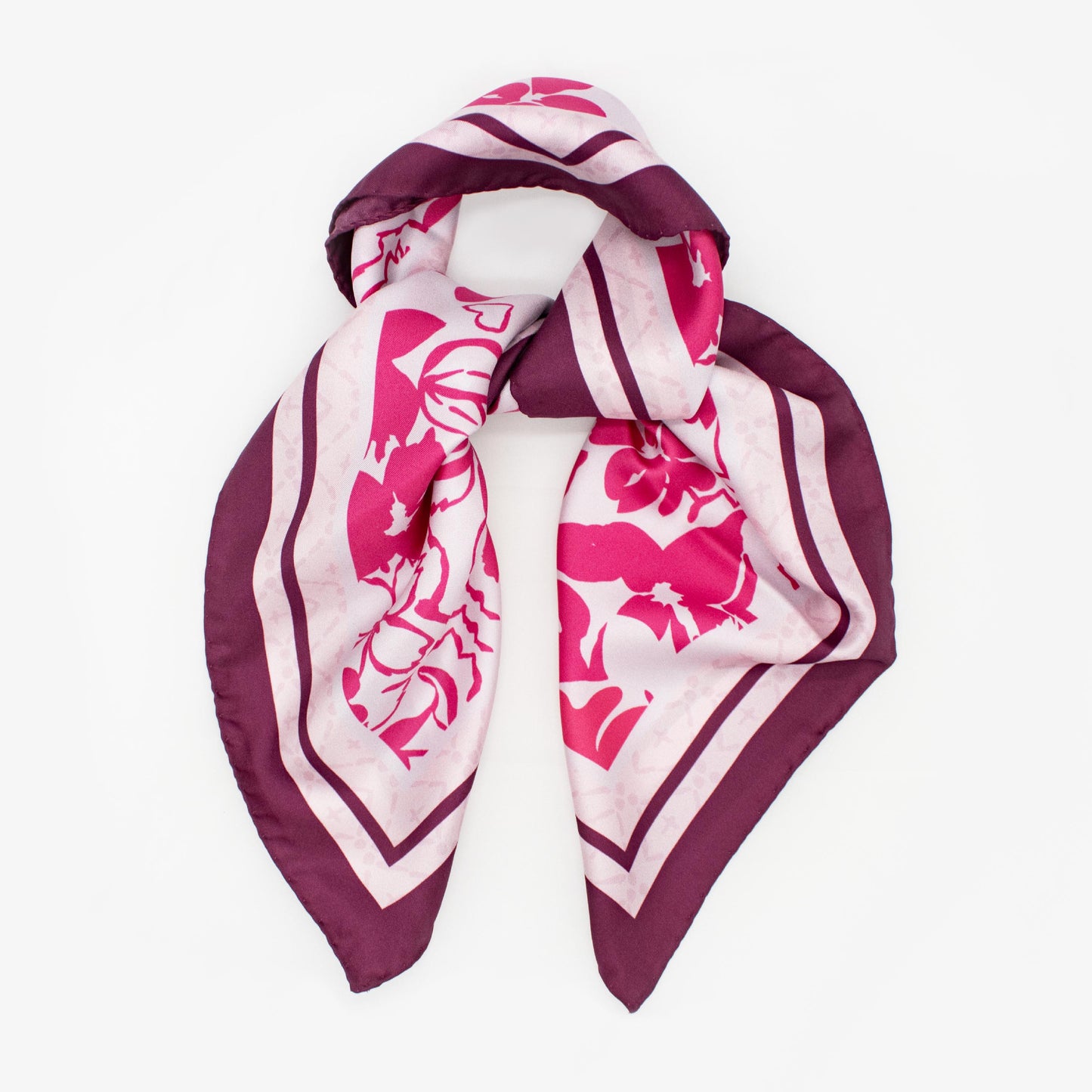 Tuch 70 Floral Lino - Midi Silk Twill Scarf Burgundy
