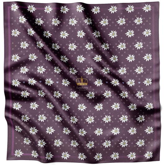 Alpine Edelweiss Italian Mulberry Silk Scarf 70 Deep Purple