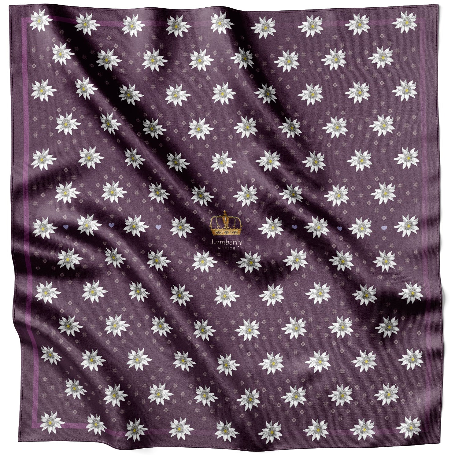 Silk Twill Scarf 70 Alpine Edelweiss Deep Purple | Lamberty Munich