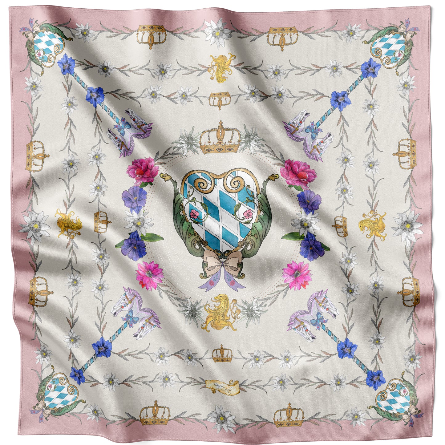 La mística Edelweiss - Bufanda de seda rosa