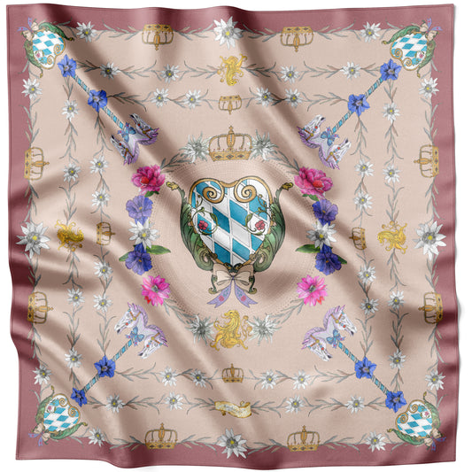 The Mystical Edelweiss - Brown Silk Scarf